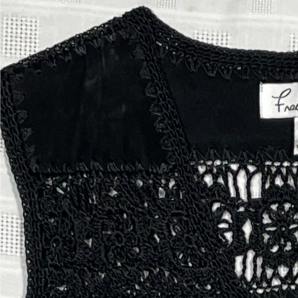 Fred Thomas Black Suede & Crochet Vest Women’s Size Small - Picture 5 of 11